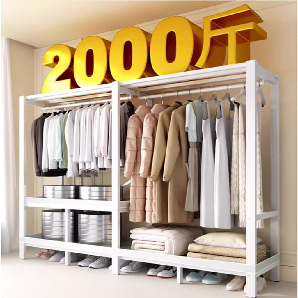 Large Capacity Portable Foldable Cloth Rack With Cover - Bedroom Heavy-duty Closet Rack, 2000 Lbs Capacity Wardrobe Clothing Storage Rack Display Rack/Freestanding Clothing Coat Storage Rack(Color:E,S