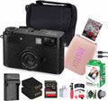 FUJIFILM X Half Premium Compact Digital Camera (Black) Bundle with Fuji INSTAX MINI Link 3 Smartphone Printer (Rose Pink) + Instax Mini Film + Extra Battery + Charger + 64GB Memory Card + More