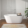 59' Freestanding Acrylic Bathtub White Roll Top Soaking Tub with Black Drain Sleek Finish for Contemporary Bathrooms, YSB9219