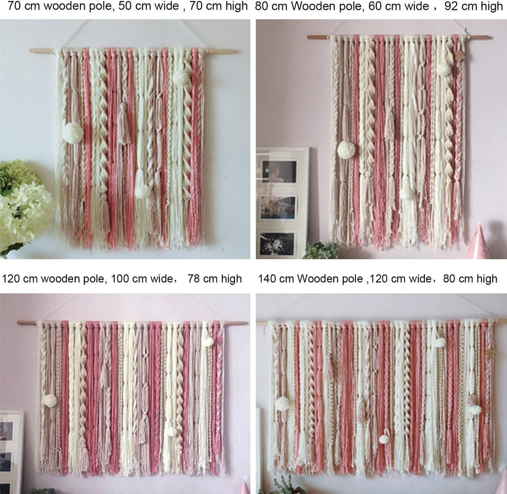 Macrame Wall Hanging Hand Woven Tapestry,Handmade Tassel Wall Tapestries Bohemian Style Home Art Decor for House Ceremony Living Room (Pink60 X 92 Cm)