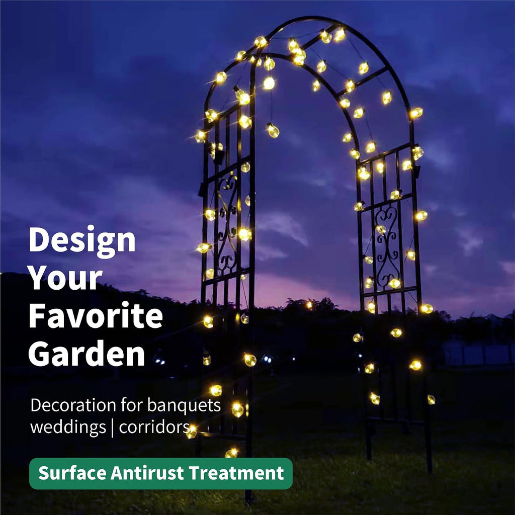 Metal Pergola Arbor, 100' H x 45' W Garden Arch Archway for Wedding Ceremony Party Curved Iron Plants Trellis Stand Use for Outdoor Garden Climbing Plants