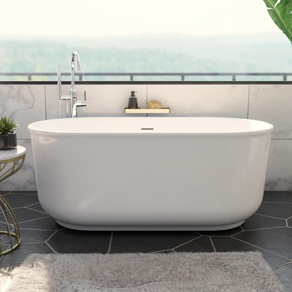 Alliance Pro 67 in. L x 31-1/2 in. W x 23-5/8 in. H Freestanding Acrylic Bathtub, Brushed Nickel Drain