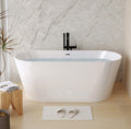 59' Acrylic Freestanding Bathtub, Stand Alone Soaking Tub, Glossy White Acrylic, Toe-tap Chrome Drain, cUPC Certified