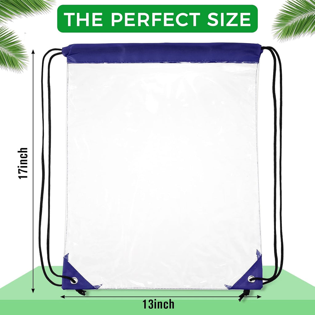 Shappy 120 Pcs Clear Drawstring Bag Plastic Drawstring Backpack Clear Waterproof PVC Backpack for Stadiums Sporting Events (Black,Red,Yellow,Green,Blue,Purple)