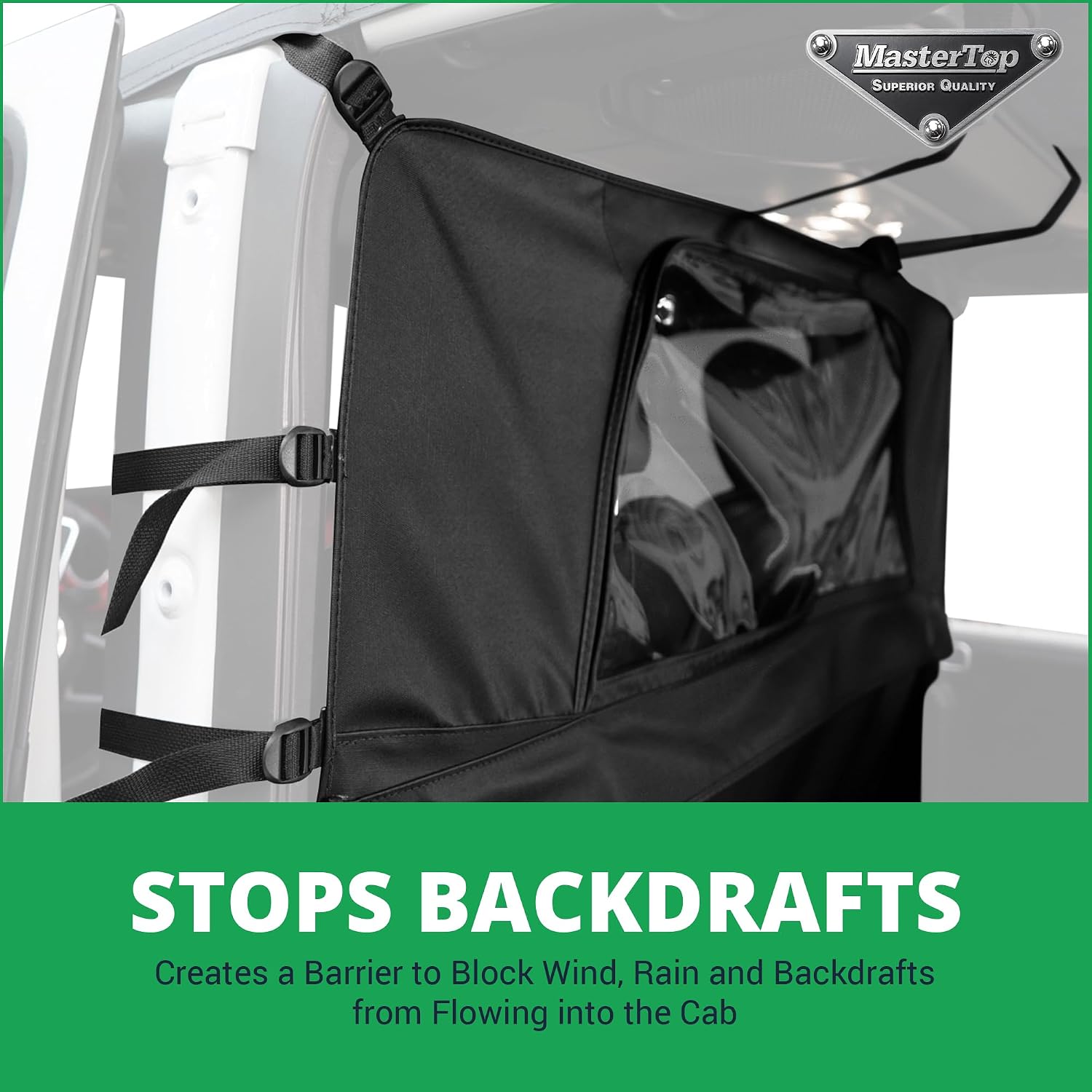 MasterTop Tonneau Cover & Wind Stopper Combo, Black MasterTwill - Fits Jeep Wrangler JL 2-Door 2018-2024 Hard Top Models - Wind Breaker Blocks Backdrafts - Keeps Cargo Area Clean