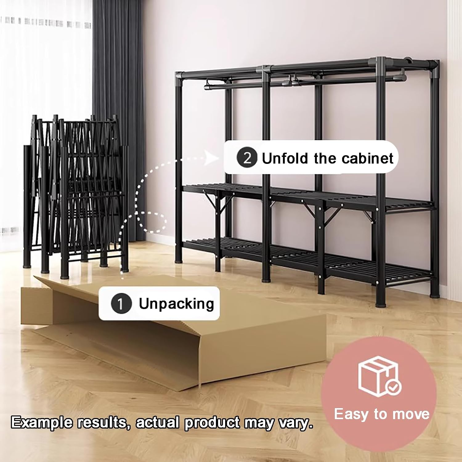 Portable Closet Organizers Wardrobe with Shelves and Hanging Rod Non-Woven Fabric Cover Clothing Rack Closet Rack for Cloakroom Bedroom(Blue,L100*W45*H170cm)