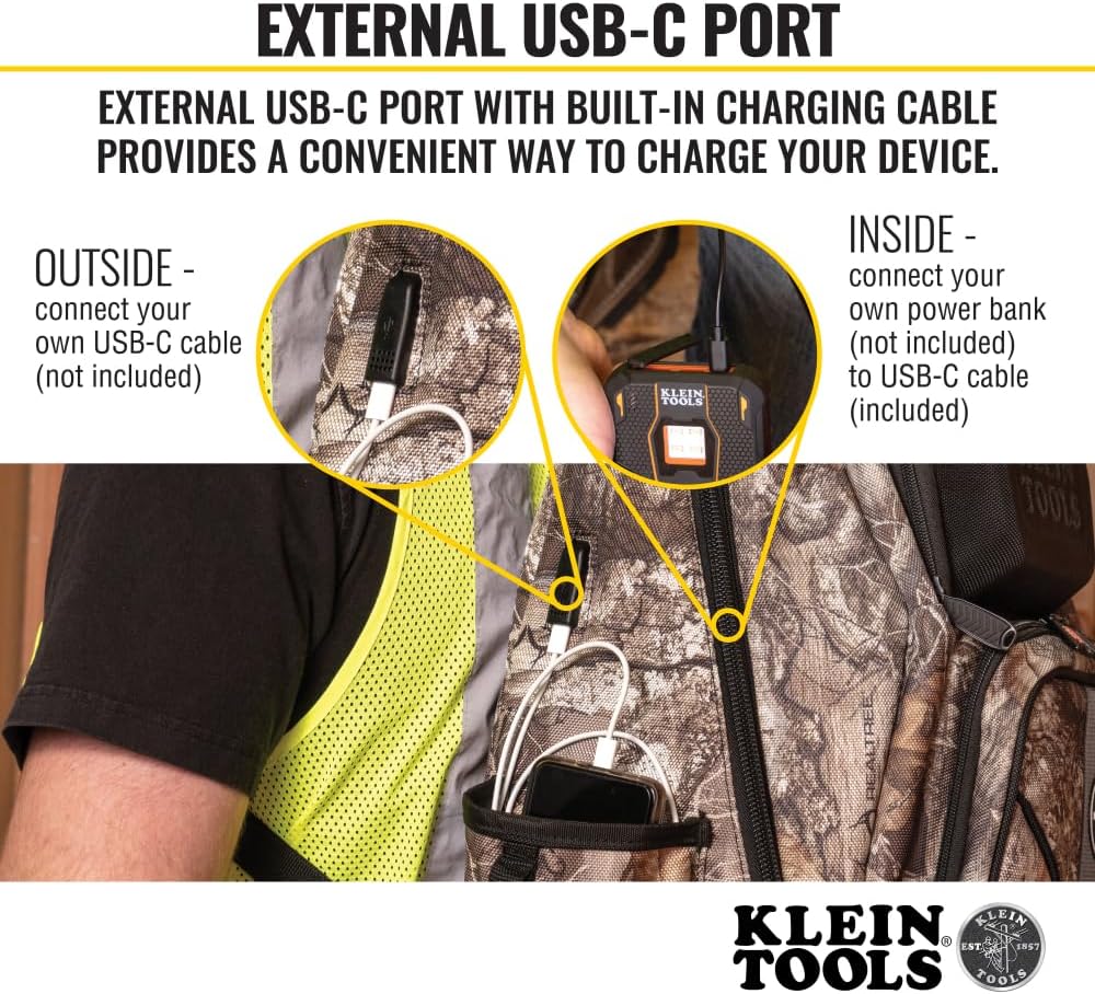 Klein Tools Tradesman Pro XL 40-Pocket Camo Tool Backpack and 6-Piece Ratcheting Impact Rated Hollow Magnetic Nut Driver Set