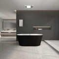 59' Acrylic Freestanding Bathtub-Acrylic Soaking Tubs, Black Bathtub, Oval Shape Black Freestanding Bathtub with Chrome Overflow and Pop Up Drain