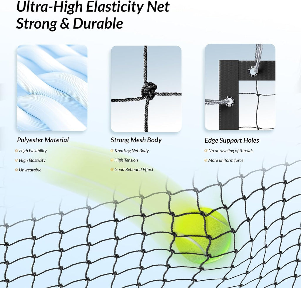 9.3*7.4ft Portable Tennis Rebounder Net, Tennis Practice Wall, Tennis Training Net for Tennis Racquet Sports Ball Pickleball, Tennis Backboard Net for Tennis Court Backyard Outdoor Training,