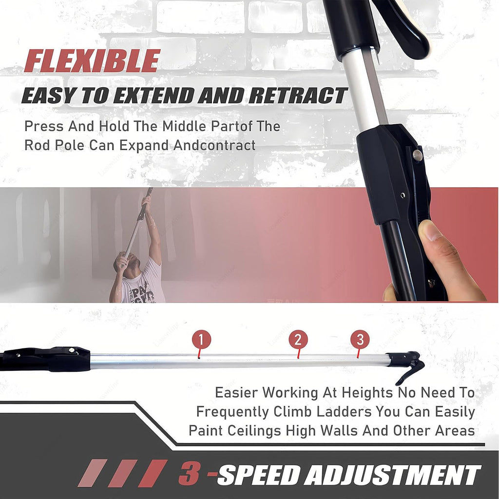 Drywall Flat Box Set, 8'/10'/12' Aluminum Alloy Drywall Taping Tool with 42'-65' Extension Handle, Mud Compound Applicator, Quick Clean Drywall Finishing Box All
