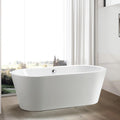 HomeBeyond 59 Inch White Freestanding Bathtub | Acrylic Free Standing Soaking Tub, Morden Bathroom Stand Alone Tub Suitable for 1 Person Bathing