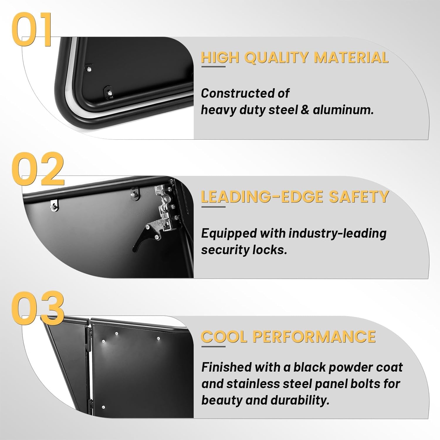 KUAFU Black Metal Doors Compatible with 2008-2014 Polaris RZR 800/ S 800/ XP 900 2012-2021 570 2 Door Models Steel Aluminum