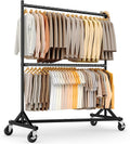 HOKEEPER Z Rack for Clothing Heavy Duty Clothes Rack Hold 550 LBS Commercial Garment Rack with Wheels Rolling Portable Z Base for Bedroom, Living Room, Laundry, Black, 22.8' D x 62.6' W x 87.8' H