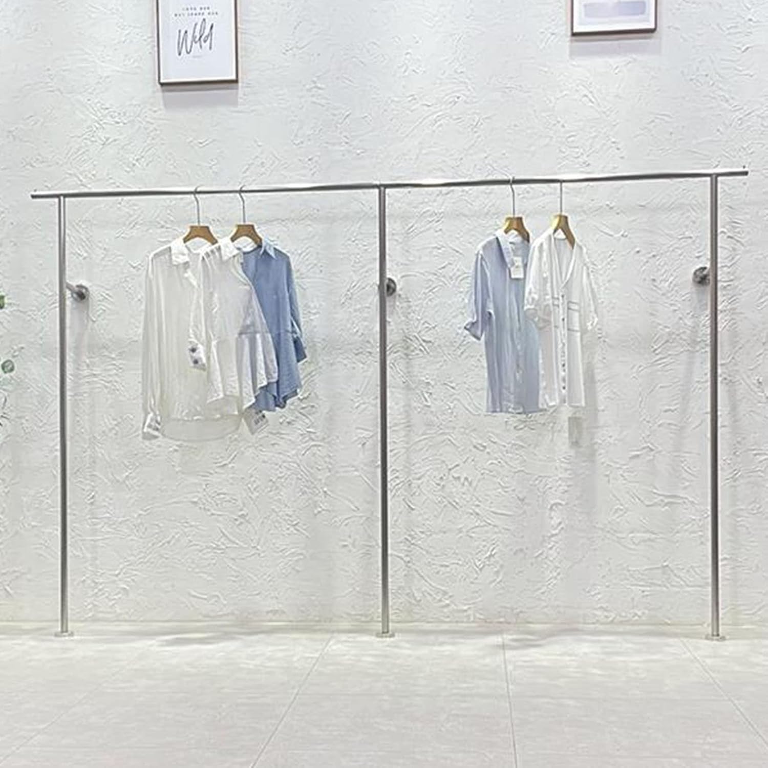 Commercial Garment Rack with Heavy Duty Hanging Rod, Industrial Pipe Closet Organizer for Clothing Store Display and Retail Shelves
