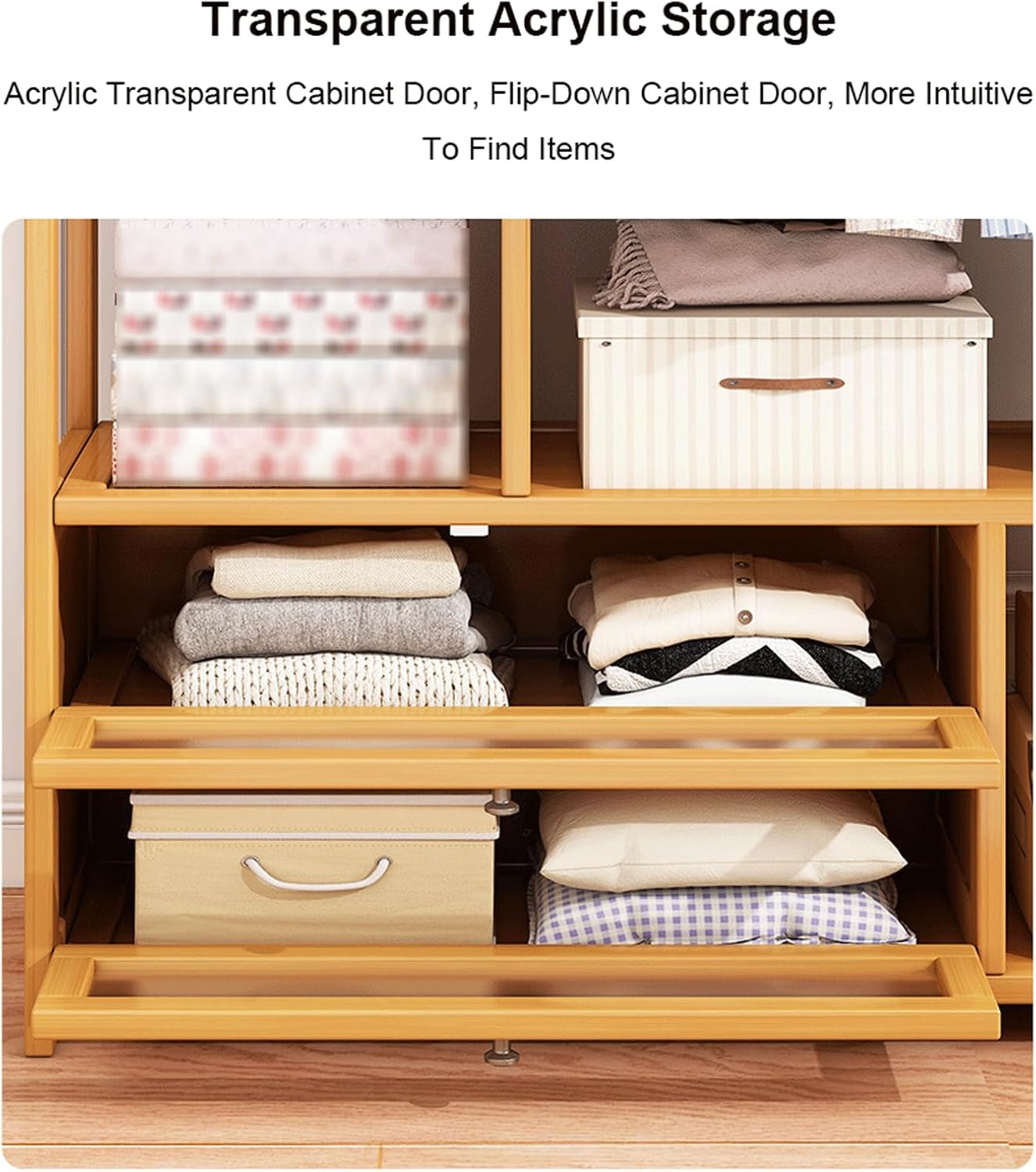 Bamboo Clothes Rack w/2 Storage Drawers Multifunctional Heavy Duty Clothing Rack Portable Garment Rack Organizer for Hanging Pants Jackets