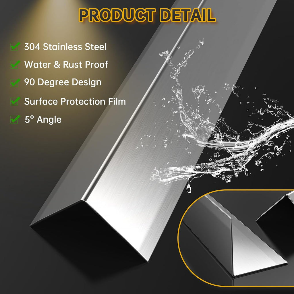 20 PCS Stainless Steel Wall Corner Guards (2 x 2 x 48 Inch),90° Angle Metal Edge Guard Corner Protectors are Designed for Wall Protection and Decoration