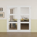 Prehung French Door 72' x 80' (2x36 in), 3-Lite Tempered Clear Glass Door Slabs with Jamb, Silver Hinges, 4 Levers & Latch, Solid Core Interior Door, Pre-Finished & Paintable,Double Doors Interior