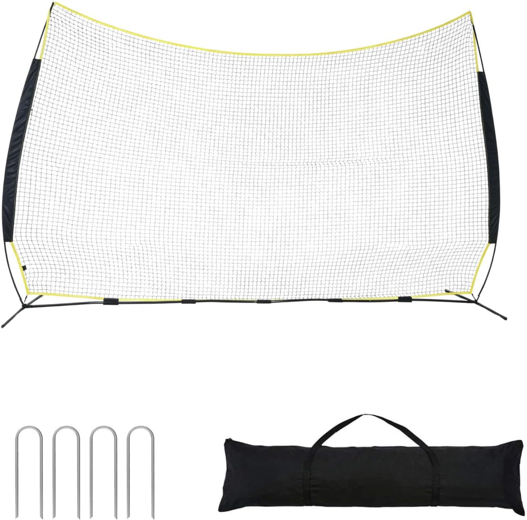 16x10FT Sports Barrier Net, Barricade Backstop Net with Upgrade Steel Frame, Protective Net for Baseball, Lacrosse, Soccer, Basketball & More