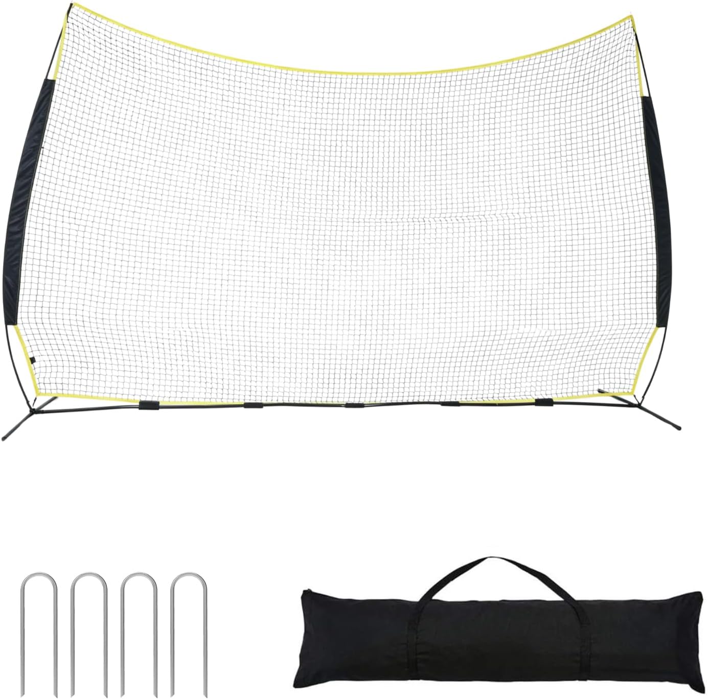 16x10FT Sports Barrier Net, Barricade Backstop Net with Upgrade Steel Frame, Protective Net for Baseball, Lacrosse, Soccer, Basketball & More