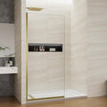 Shower Screen 36' x 76' Half Frameless Shower Wall Panel, Tempered Glass 3/8 inch, Easy to clean Coating, Fixed Glass Shower Door with Hardware (Brushed Gold)