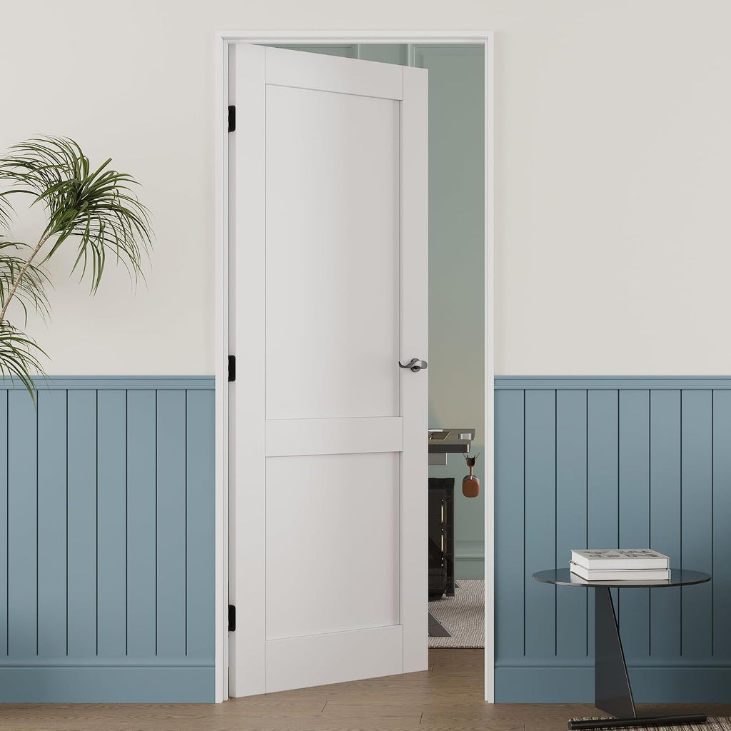 36'' x 80'' 2-Lite Panel French Interior Door for French/Pocket Doors, Solid Core Interior Door for Bedroom/Closet/Pantry, w/o Hardware Kit, Prehung Jamb or Borehole, White