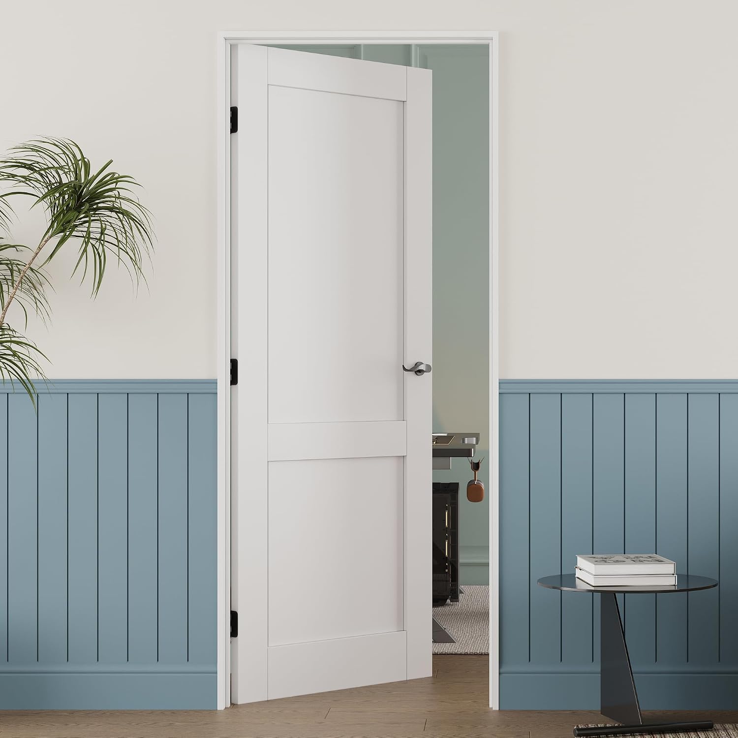 36'' x 80'' 2-Lite Panel French Interior Door for French/Pocket Doors, Solid Core Interior Door for Bedroom/Closet/Pantry, w/o Hardware Kit, Prehung Jamb or Borehole, White