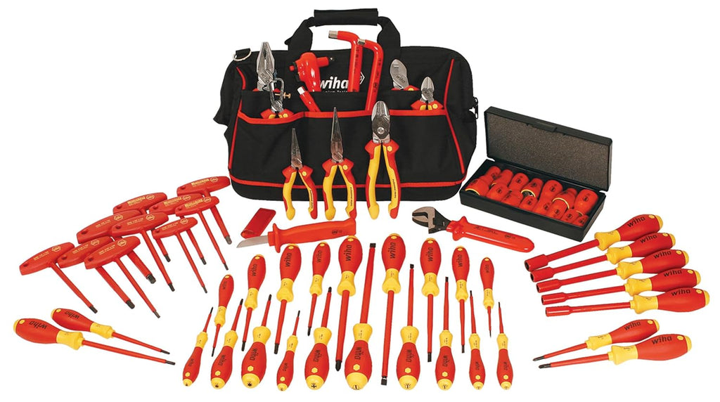 Wiha 32876 Insulated Set with Pliers, Cutters, Nut Drivers, Screwdrivers, T Handles, Knife, Sockets, 3/8-Inch Dr Ratchet, Adjustable Wrench, 66-Piece