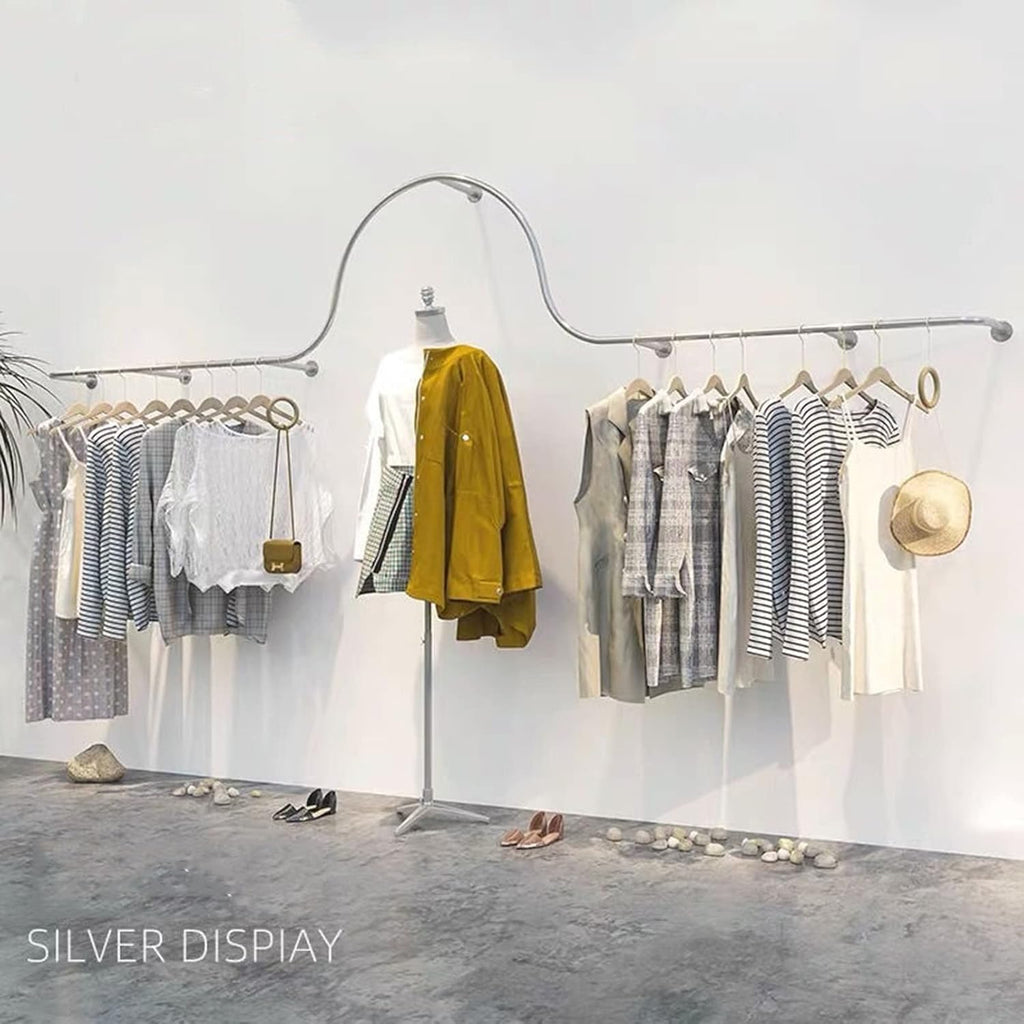 Wall Mounted Garment Rack,Hanging Garment Rack,Large Volume Metal Clothing Store Display Rack,Home Retail Boutique Clothing Display Systems, (D-300Cm