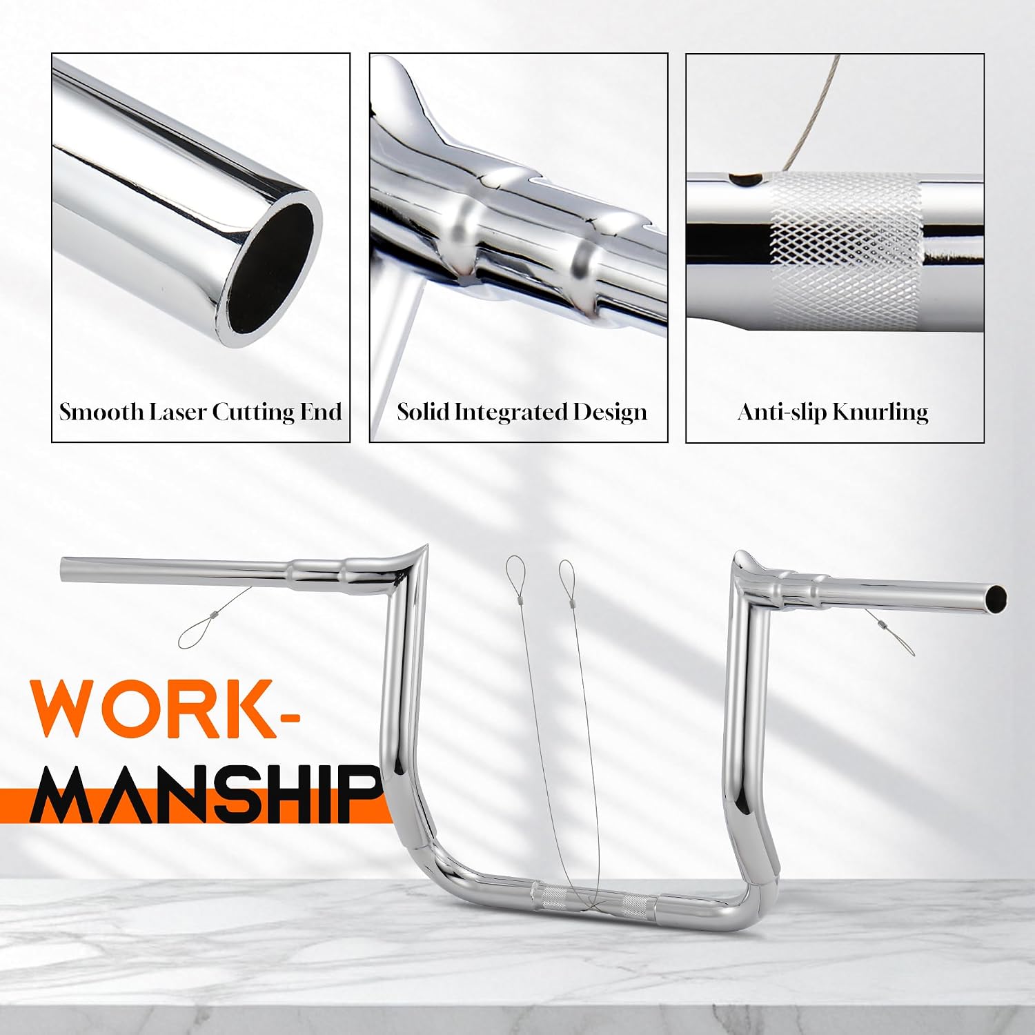 1 1/2 Inch Street Glide Handlebar 12' Rise Meathook Bar 1.5' Fat 1' Clamp Ape Hangers for Harley 2023-later CVO Street Glide FLHXSE & 2024 2025 2026 FLHX Models, Chrome