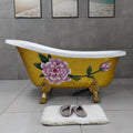 59' Edeyeu Freestanding Bathtub - Solid Surface Soaking Tub With Clawfoot Design, Luxury Free Standing Bathtub for Spa Bathroom, Extra Deep Soaker for Villa & Hotel, D