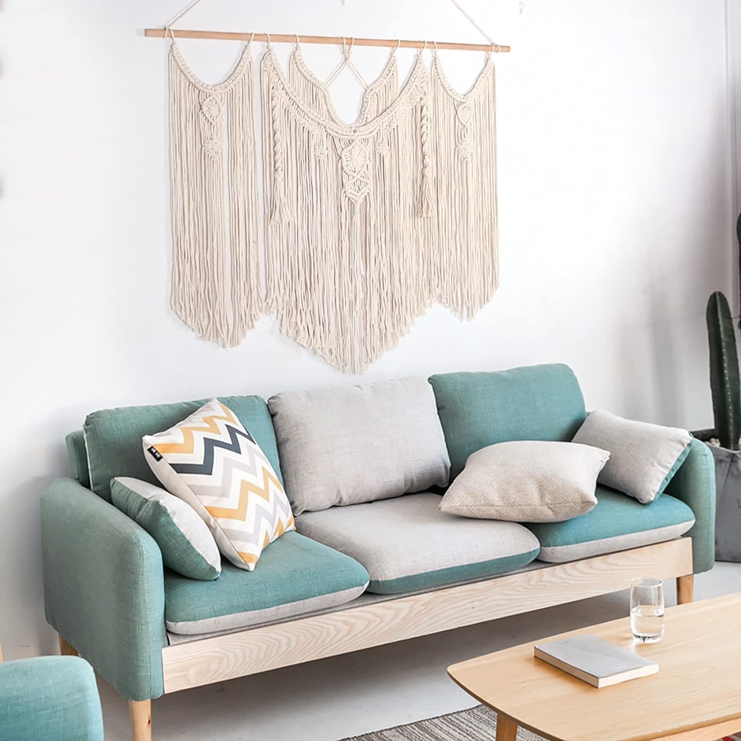 Tapestries Knitted Tapestry Wall Hanging Macrame, Big Size Macrame Tapestry Wall Hanging Chic Handicrafts Woven Tapestry Modern Bedroom Wall Decoration,31.5x39.3 Inch Tapestry