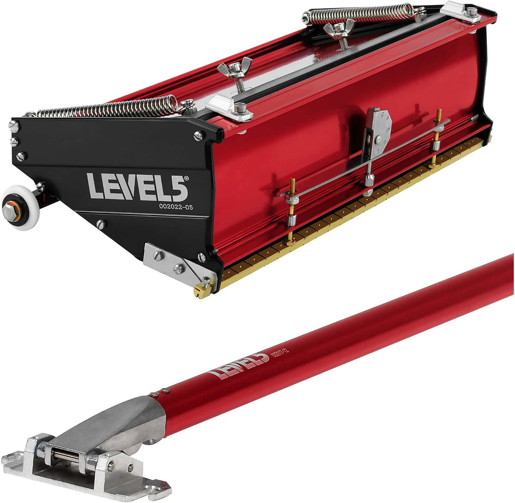12-Inch Flat Finishing Box + Extendable Handle - LEVEL5 | Pro-Grade | Drywall Gyprock Plasterboard Sheetrock | 4-574
