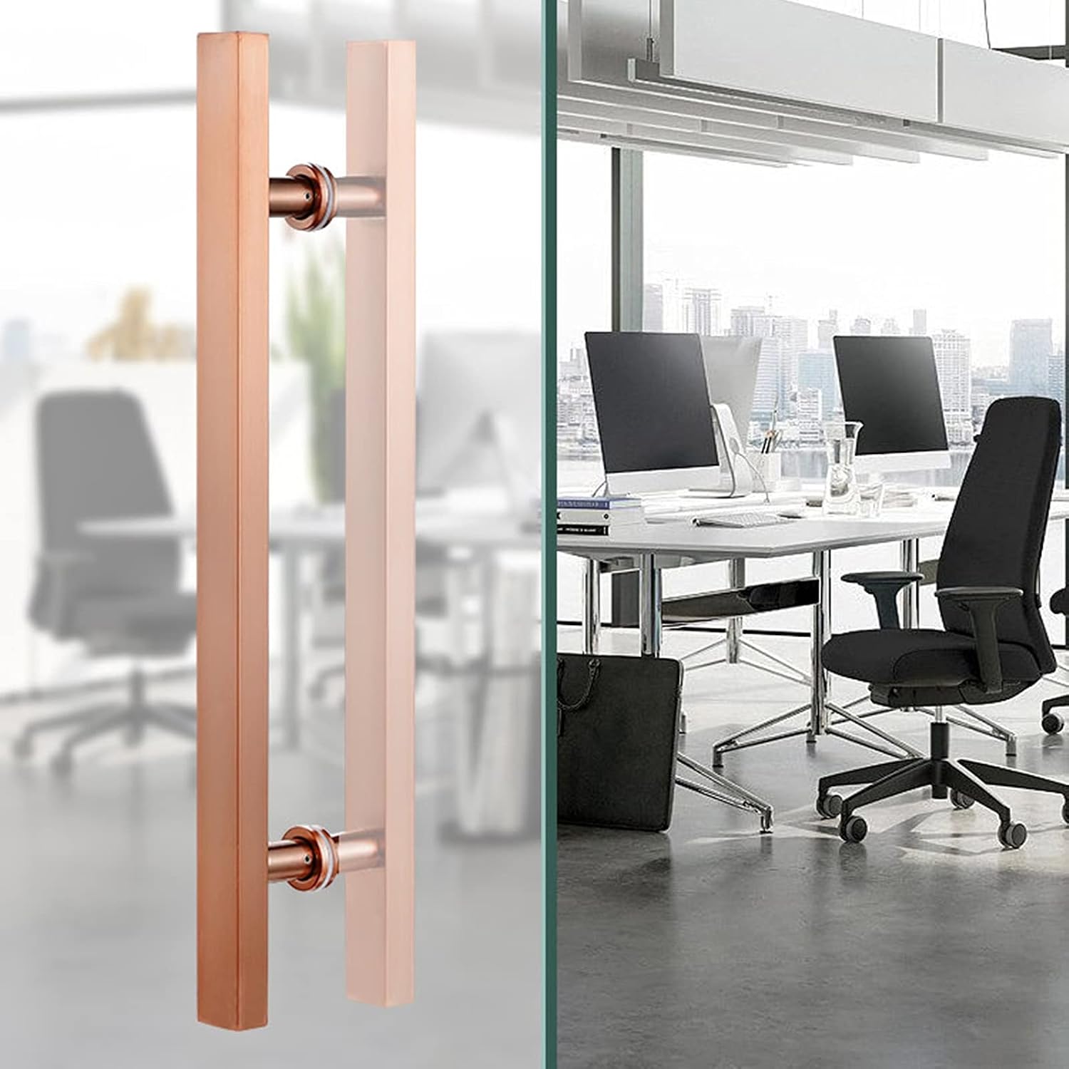 Door Handles 20Inch/24Inch/31Inch Metal Push Pull, Double Sided Pipe H Ssliding for Glass Door/Wooden Door