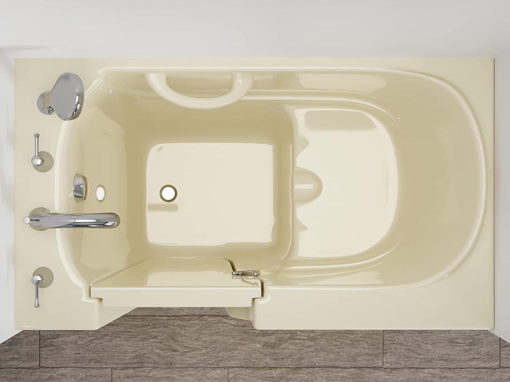 ANZZI Walk In Tub 46'' x 26' in Beige with Quick Fill Tub Filler Faucet & Handheld Shower Sprayer, Left Drain, ADA Compliant, Therapeutic, Wide Door, No Electrical Wiring - AMZ2646LBS