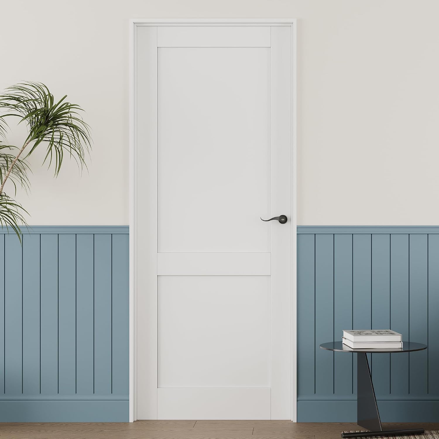 36'' x 80'' 2-Lite Panel French Interior Door for French/Pocket Doors, Solid Core Interior Door for Bedroom/Closet/Pantry, w/o Hardware Kit, Prehung Jamb or Borehole, White