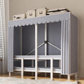 Portable Wardrobe Closet Rack with Cover, Heavy Duty Metal Folding Clothing Rack, Freestanding Canvas Wardrobe Organizing System for Bedroom, Corridor, Dormitory(A,130 * 50 * 170cm)