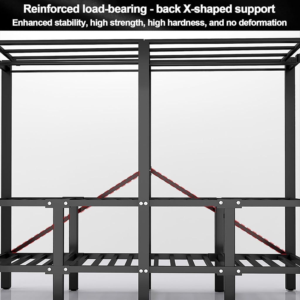 Foldable Portable Wardrobe Closet With Cover, Metal Clothes Rack, One-Piece Folding Base, Foldable Garment Racks, For Hanging Clothes Storaging(Grey1,125cm/49.2inch)