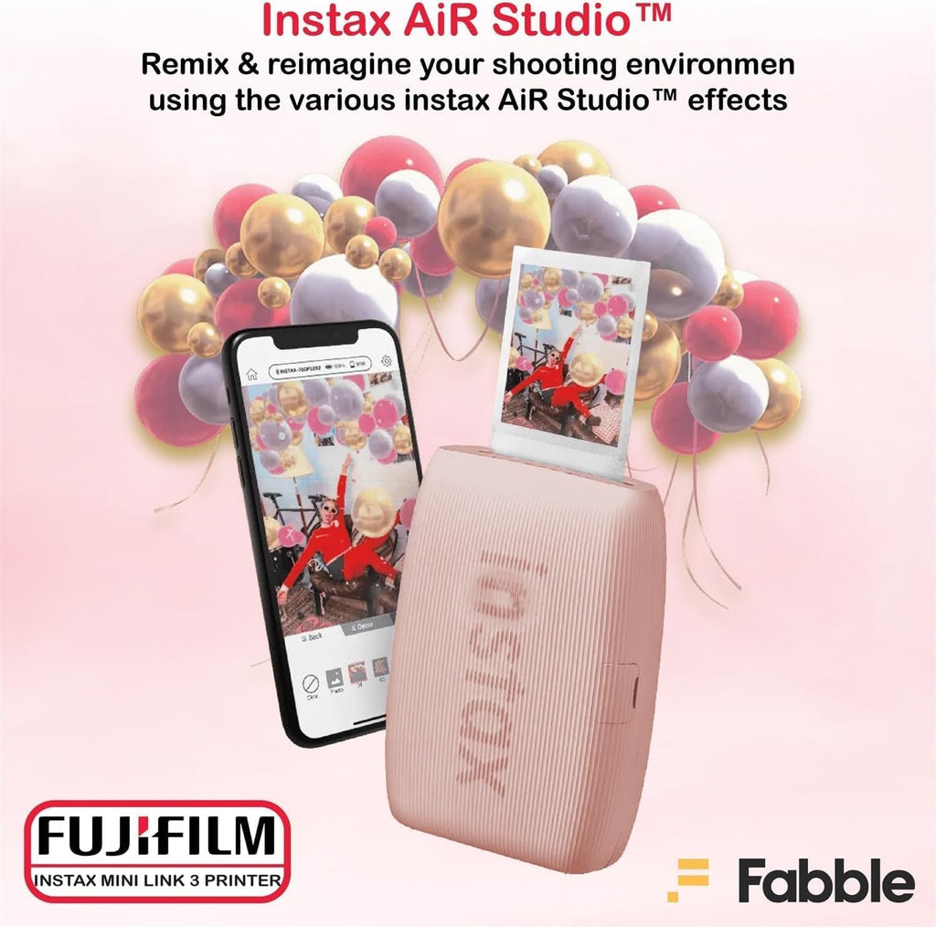 Fujifilm INSTAX Mini Link 3 Smartphone Printer with INSTAX Mini Instant Film and Sunshine Microfiber Cleaning Cloth... (8 Twin Pack (160 Sheets), Rose Pink)