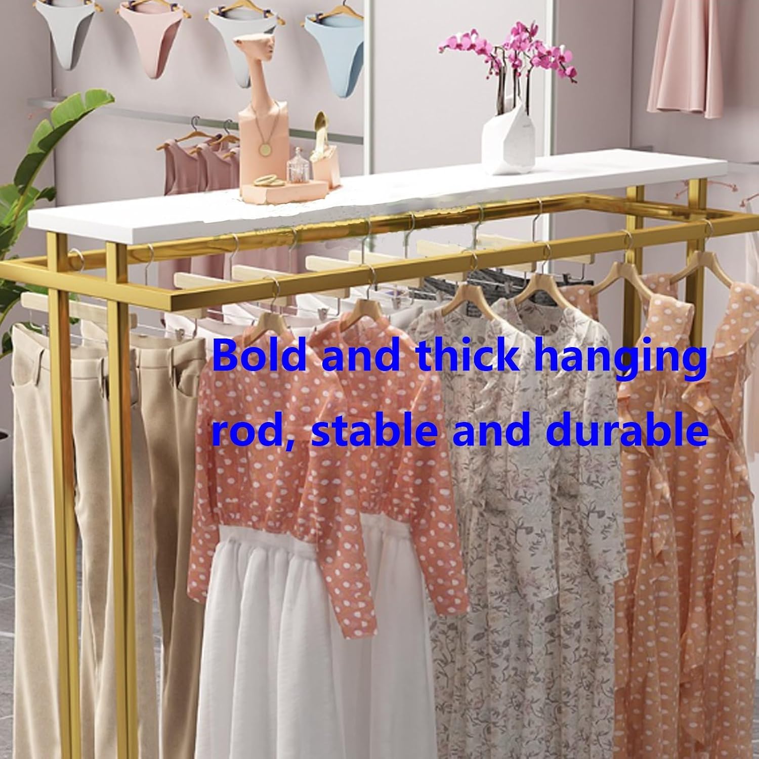 Modern Double Rod Clothing Garment Rack Heavy Duty Hanging Clothes Shelf Organizer for Bedroom and Clothing Store Fashion Display,Black 100 * 50 * 130cm