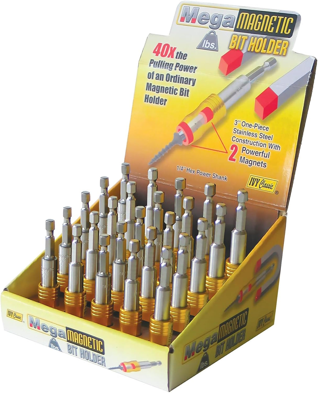 IVY Classic 45834-25 1/4' x 3' Mega-Magnetic Bit Holder, Impact Plus, 25-Pack