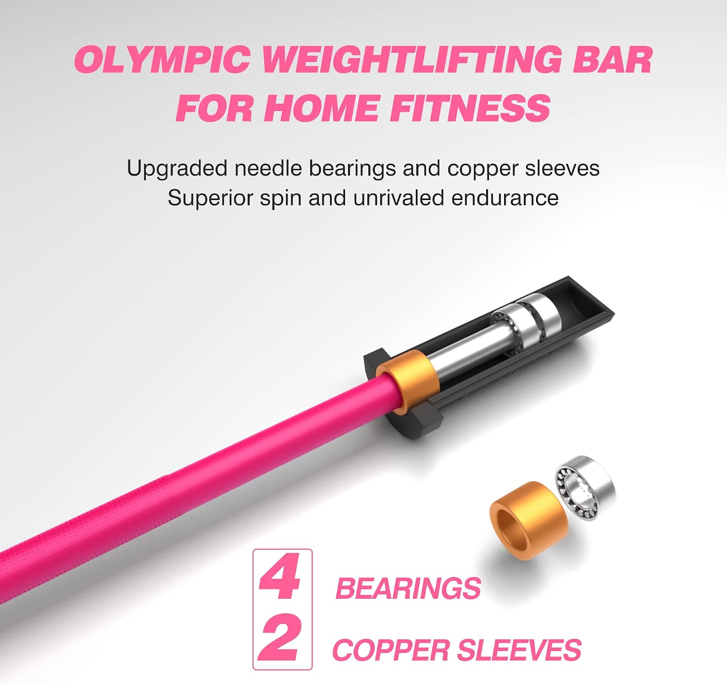 IFAST Olympic Barbell Bar 4FT Solid Chrome Barbell with Bearing, 7.2FT Home Gym 2' Weightlifting Bar, 400lbs/1200lbs Weight Capacity