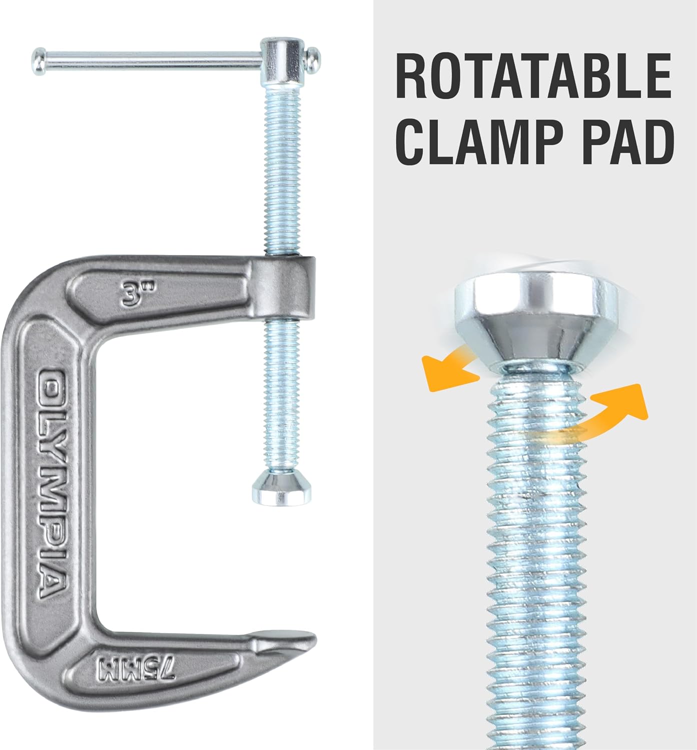 Olympia Tools Heavy Duty Cast Iron C-Clamps with 3-Inch Jaw Opening and 2-Inch Throat, 36 Pack