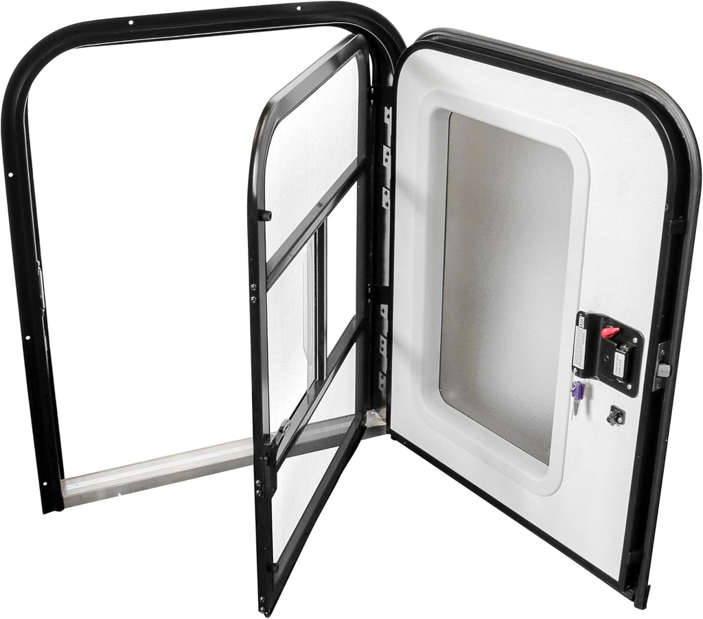 Teardrop 30' X 36' Face Mount Foam Core Passenger Side Door with Radius Corners on Top and Square Bottom with Screen Door (30'(W) X 36'(H) Pass Side, Black)