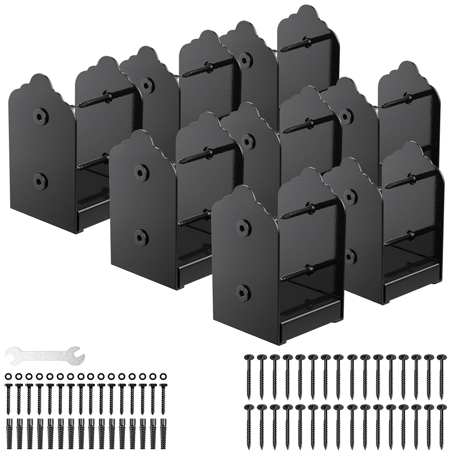 4x4 Post Base, 8Pcs Stainless Steel Adjustable Post Anchor Bracket (Internal 3.5 x 3.5), Adjustable Post Base for Pavilion Deck Porch Handrail Railing Support Decorative Anchor Plate