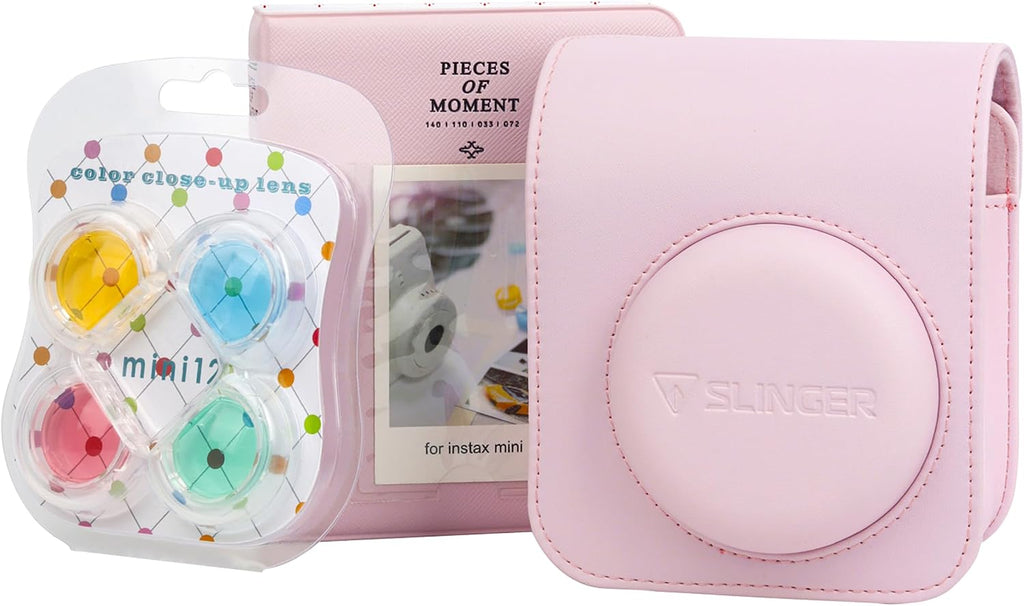 Fujifilm Instax Mini 12 Instant Film Camera, Blossom Pink Bundle with Instax Mini Custom Case, Accessory Kit and Daylight Film, 4x Twin Pack (80 Exposures) ISO 800