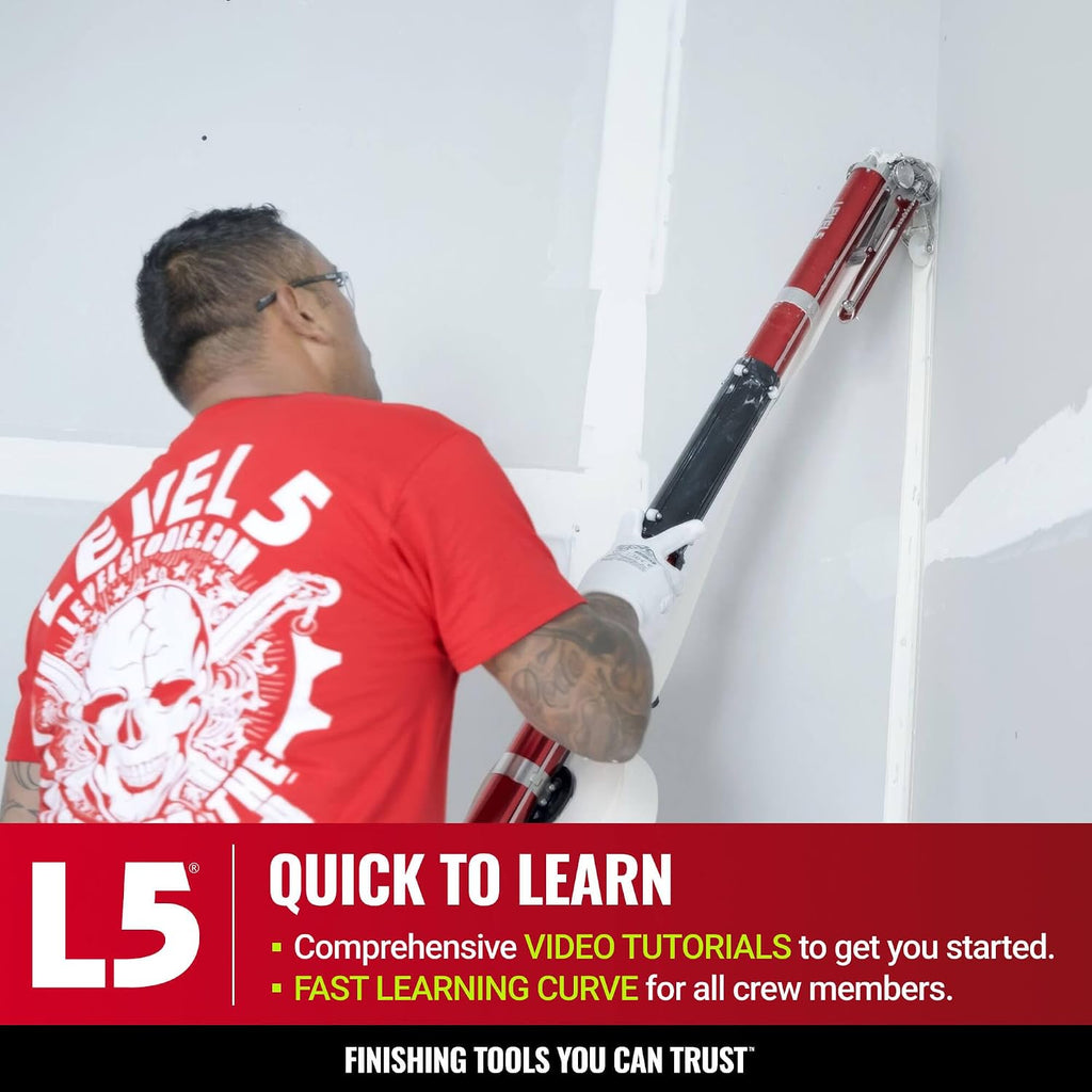 LEVEL5 Automatic Drywall Taper | Fast Taping of Flats & Butt Joints | Quick-Clean Head | Precision Machined Aluminum & Stainless | Sheetrock Gyprock Wallboard | 4-760