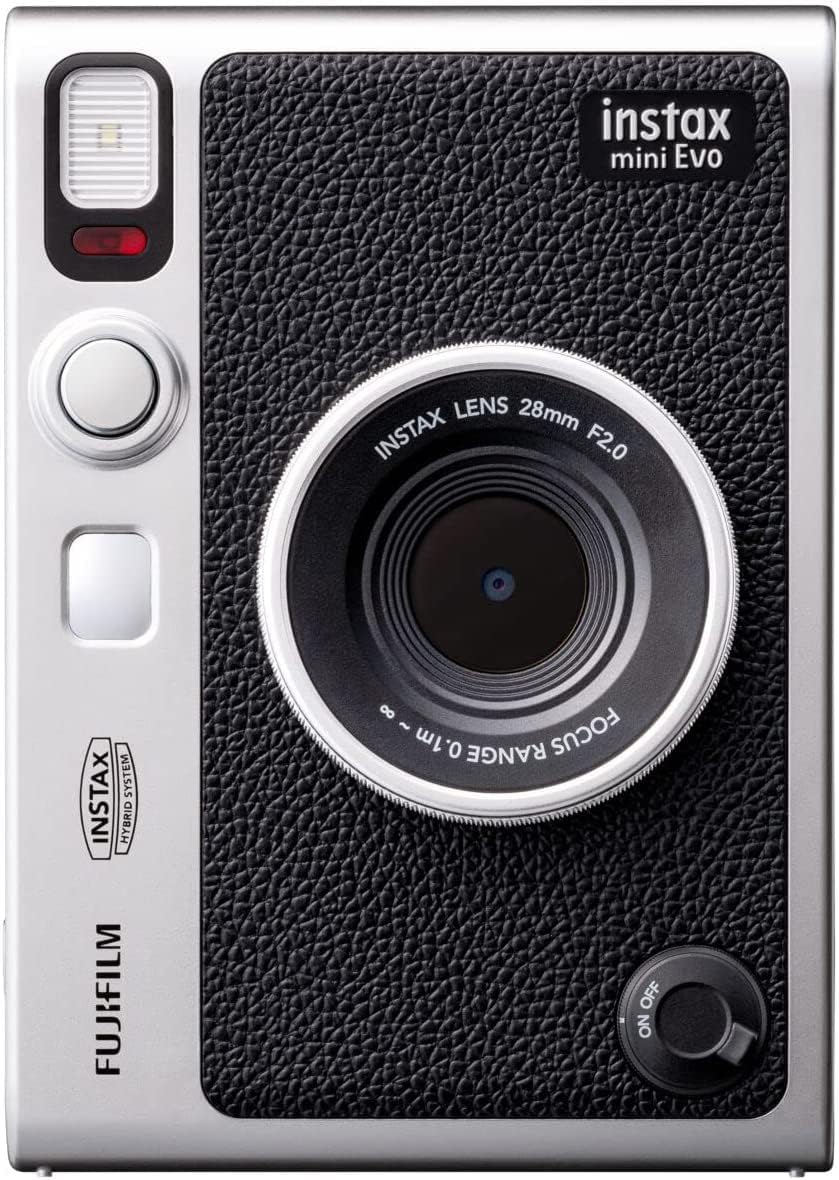 Fujifilm Instax Mini EVO Hybrid Instant Film Camera (Black) (16745183) Bundle with 20 Instant Film Sheets + 32GB Memory Card + Small Padded Case + SD Card Reader + Microfiber Cleaning Cloth