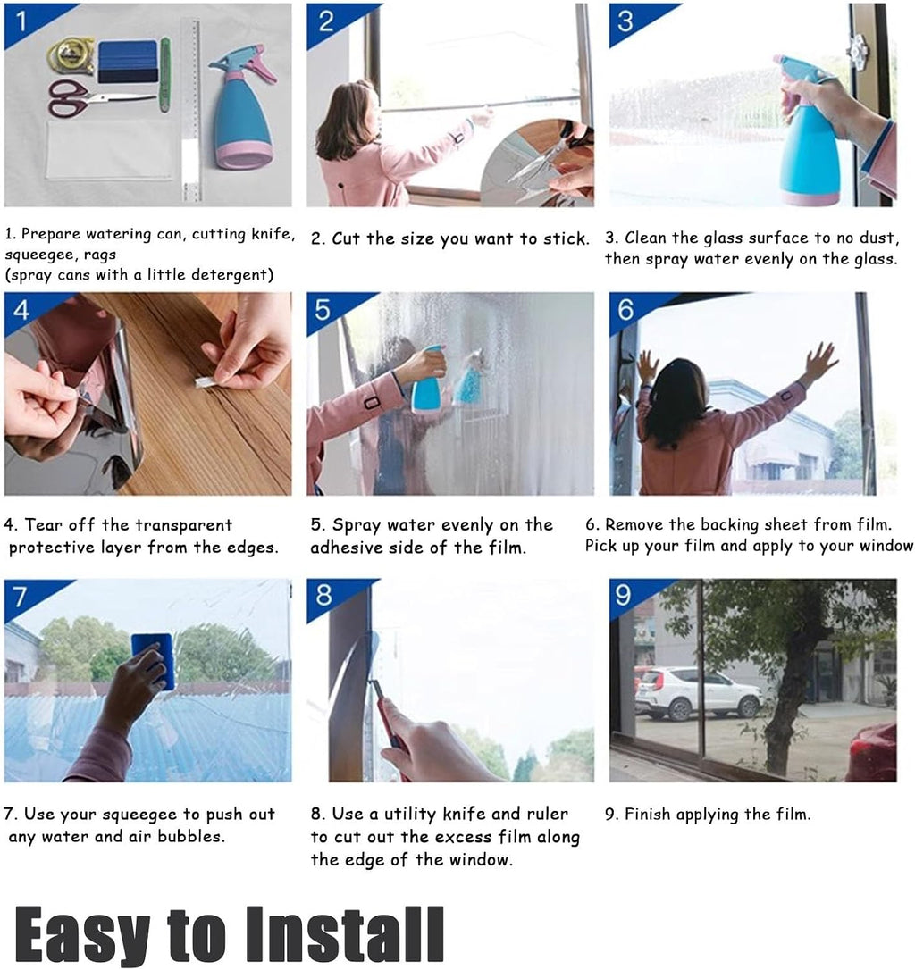 Gradient Window Film Gradient Frosted Glass Film for Shower Door, 5 ft High Self-Adhesive Window Privacy Film Decorative, One Way Door Sticker Gradual Films, Custom Wide(WxH-1400x152cm/551x60in)