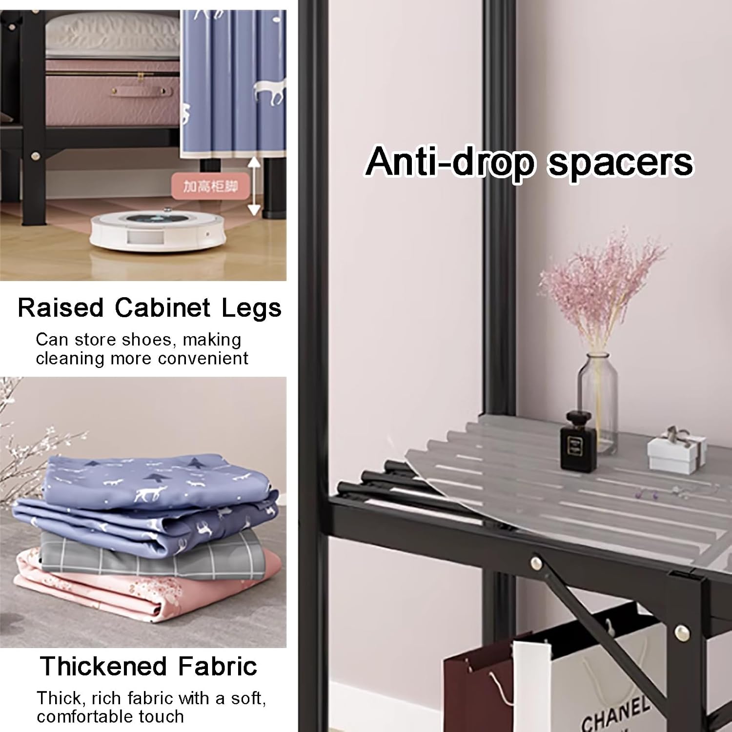 Portable Closet Organizers Wardrobe with Shelves and Hanging Rod Non-Woven Fabric Cover Clothing Rack Closet Rack for Cloakroom Bedroom(Blue,L100*W45*H170cm)