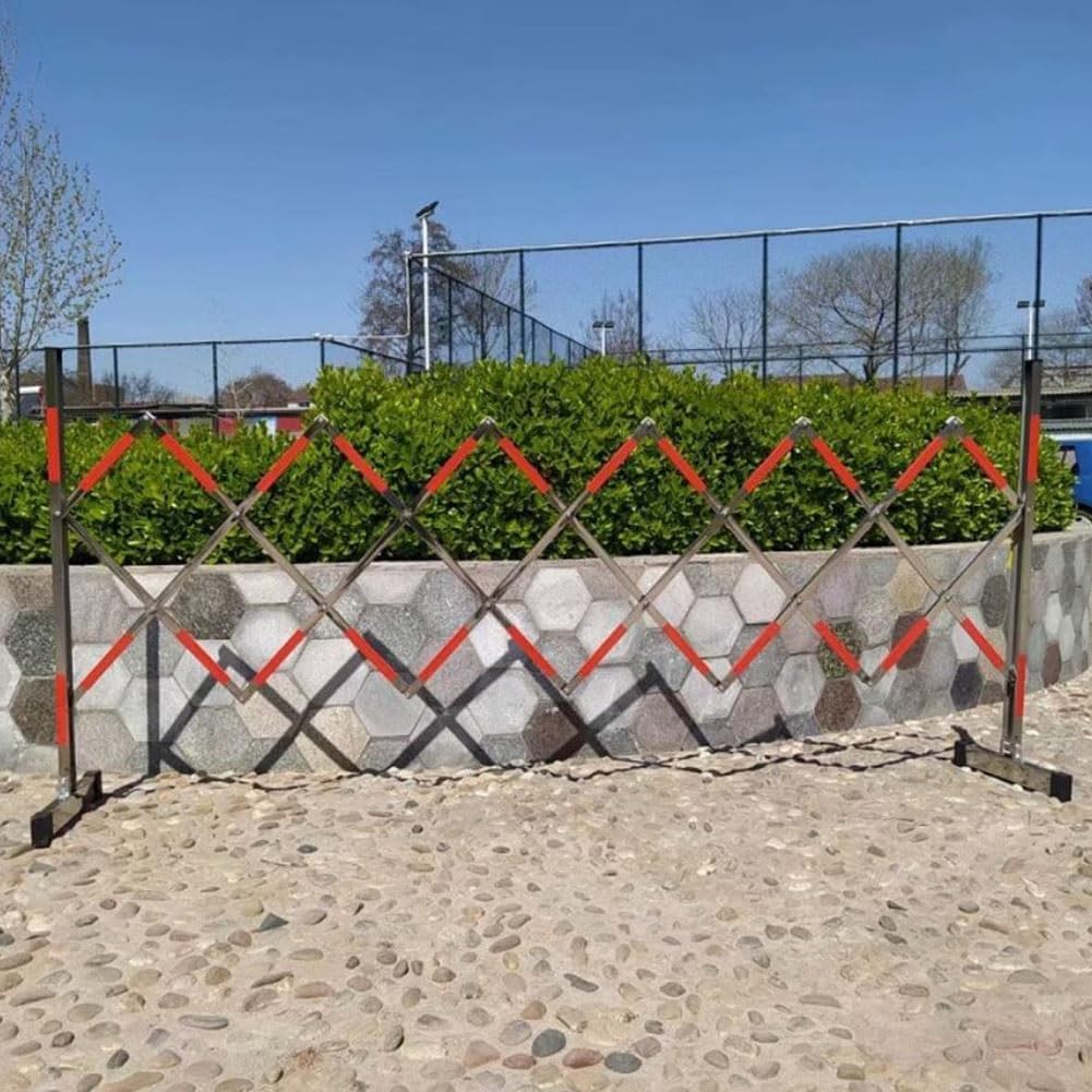 Expandable Mobile Barrier Traffic Barriers,Industrial Expandable Metal Barricade, Mobile Safety Barrier Gate Retractable Traffic Fence Foldable Stainless Steel Fence Quickly Bloc.Silver-1.2X2M
